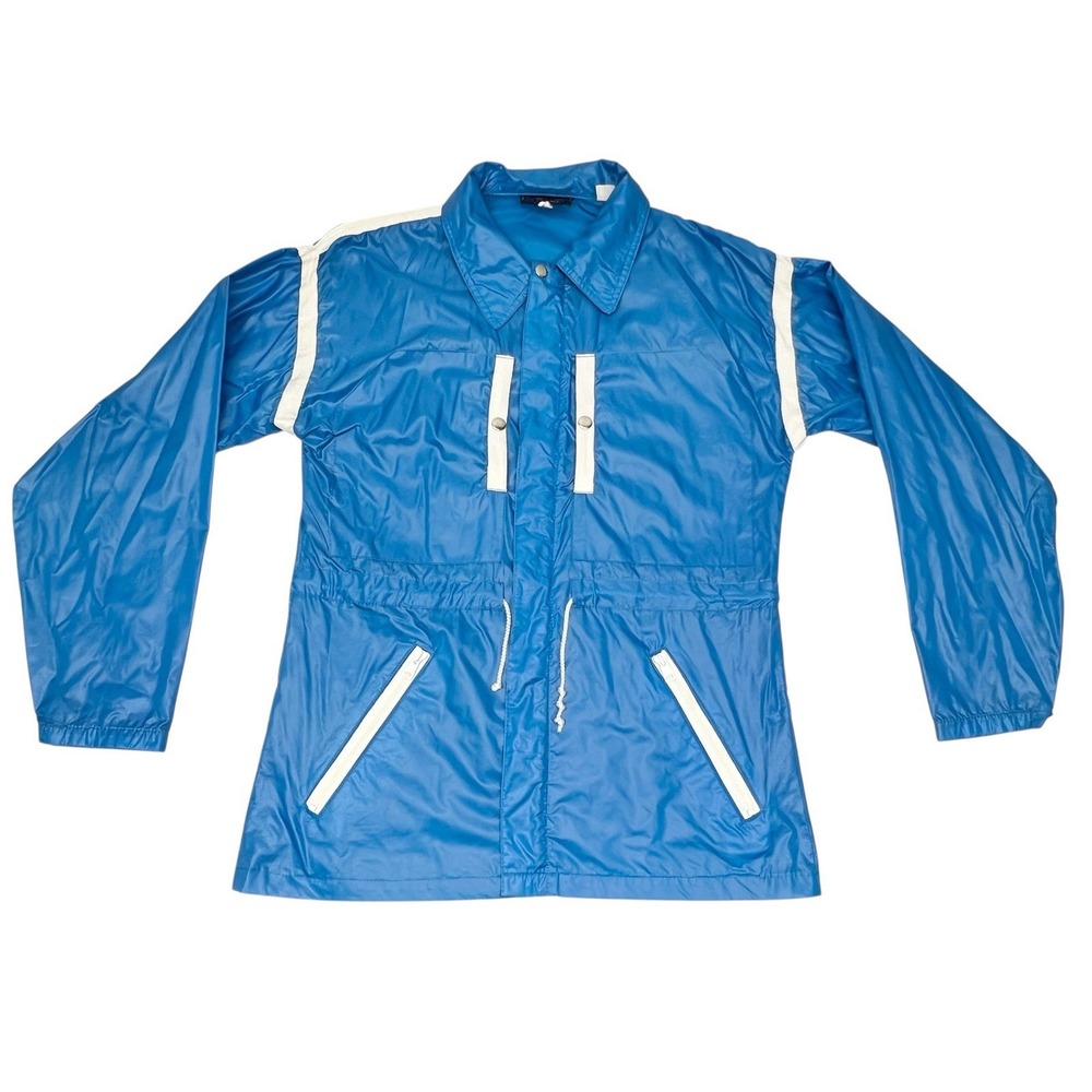 Vintage Wiley Woman Rain Coat Jacket Size Medium Baby Blue Windbreaker
